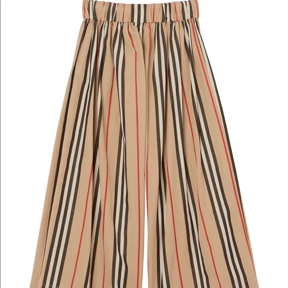 Girls 100% Auth. Burberry Taren Wide Legs icon Stripe Sailor Pants 8Y - Picture 3 of 7